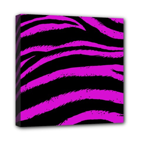 Pink Zebra Mini Canvas 8  X 8  (framed) by ArtistRoseanneJones