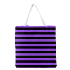 Purple Stripes Grocery Tote Bag by ArtistRoseanneJones