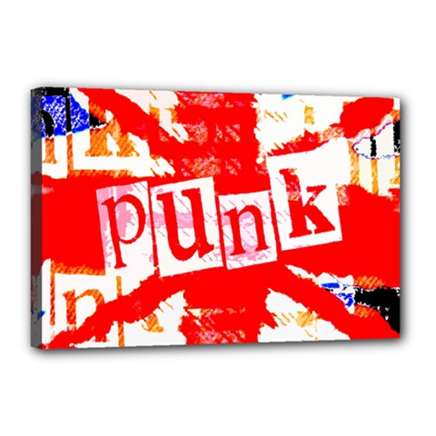 Punk Union Jack Canvas 18  x 12  (Framed)
