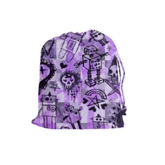 Purple Scene Kid Sketches Drawstring Pouch (large)
