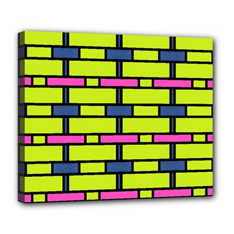 Pink,green,blue Rectangles Pattern Deluxe Canvas 24  X 20  (stretched) by LalyLauraFLM