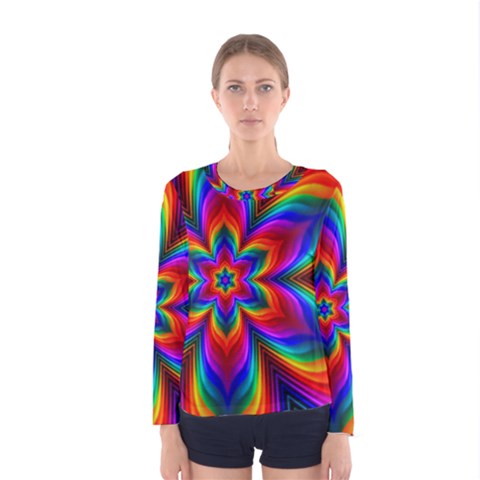 Rainbow Flower Women s Long Sleeve T-shirt by KirstenStar