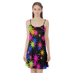 Colorful Stars Pattern Satin Night Slip by LalyLauraFLM