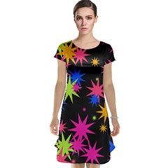 Colorful Stars Pattern Cap Sleeve Nightdress