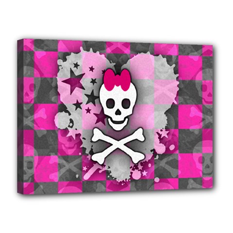 Princess Skull Heart Canvas 16  X 12  (framed) by ArtistRoseanneJones