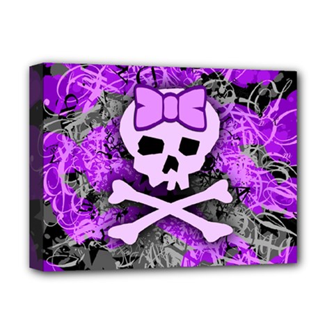 Purple Girly Skull Deluxe Canvas 16  X 12  (framed) 