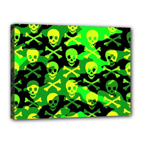 Skull Camouflage Canvas 16  X 12  (framed) by ArtistRoseanneJones