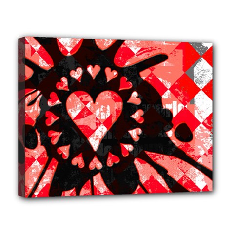 Love Heart Splatter Canvas 14  X 11  (framed) by ArtistRoseanneJones