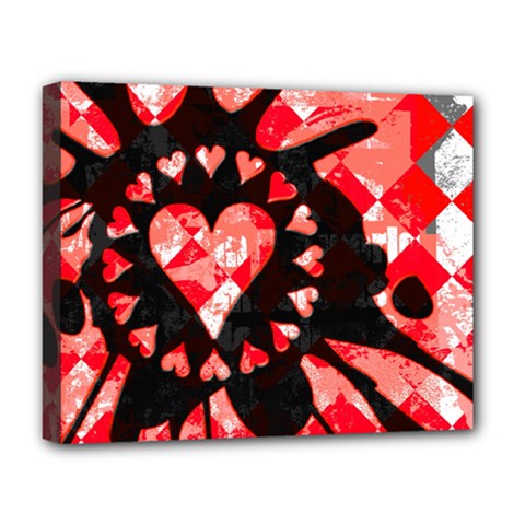 Love Heart Splatter Deluxe Canvas 20  X 16  (framed) by ArtistRoseanneJones