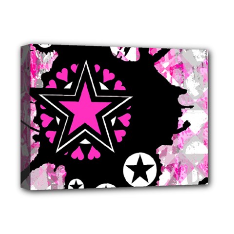 Pink Star Splatter Deluxe Canvas 16  X 12  (framed)  by ArtistRoseanneJones