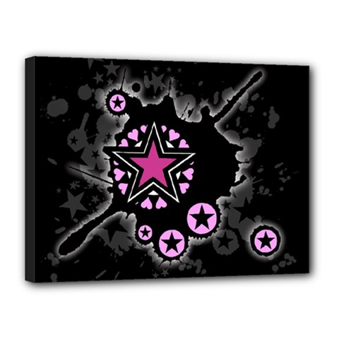 Pink Star Explosion Canvas 16  X 12  (framed) by ArtistRoseanneJones