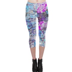 Graffiti Splatter Capri Leggings  by ArtistRoseanneJones