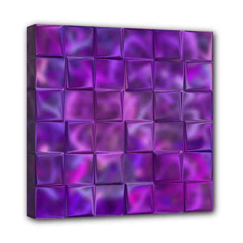 Purple Squares Mini Canvas 8  x 8  (Framed)