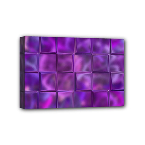 Purple Squares Mini Canvas 6  X 4  (framed) by KirstenStar