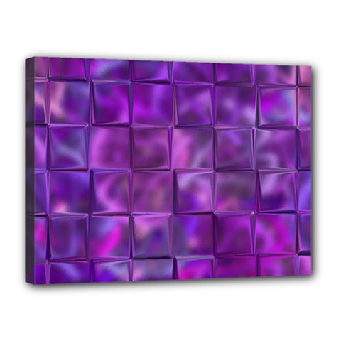 Purple Squares Canvas 16  x 12  (Framed)
