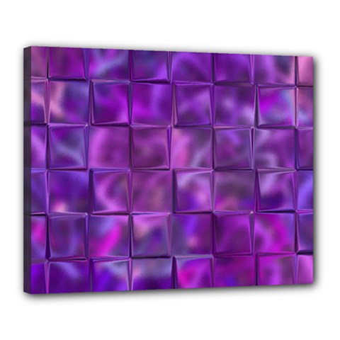 Purple Squares Canvas 20  x 16  (Framed)