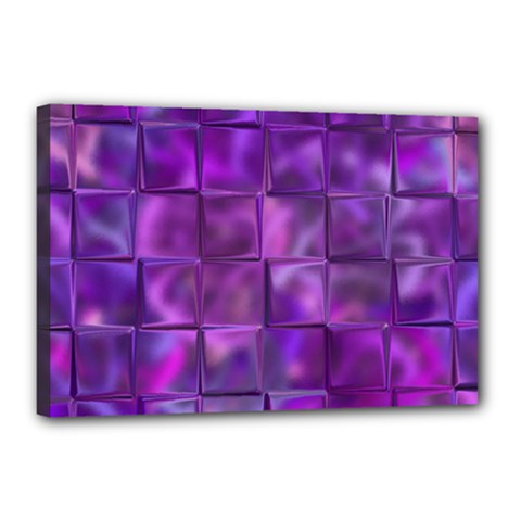 Purple Squares Canvas 18  x 12  (Framed)