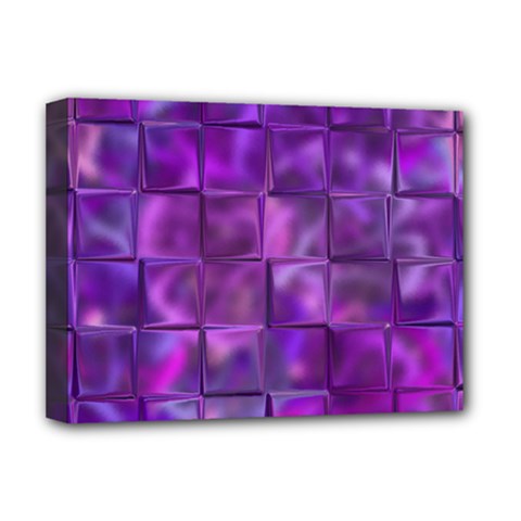 Purple Squares Deluxe Canvas 16  x 12  (Framed) 