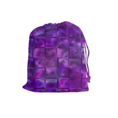 Purple Squares Drawstring Pouch (Large)