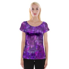 Purple Squares Women s Cap Sleeve Top by KirstenStar