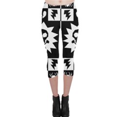 Goth Punk Skull Checkers Capri Leggings  by ArtistRoseanneJones