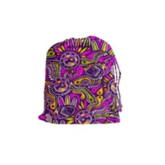 Purple Tribal Abstract Fish Drawstring Pouch (medium) by KirstenStar