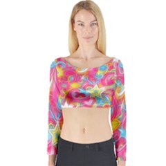 Hippy Peace Swirls Long Sleeve Crop Top (tight Fit) by KirstenStar