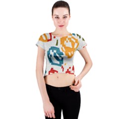 Colorful Paint Stokes Crew Neck Crop Top