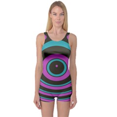 Distorted Concentric Circles Women s Boyleg One Piece Swimsuit