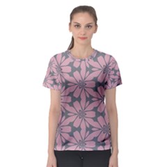 Pink Flowers Pattern Women s Sport Mesh Tee