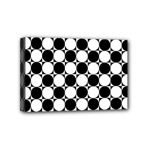 Black And White Polka Dots Mini Canvas 6  X 4  (framed) by ElenaIndolfiStyle