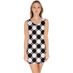 Black And White Polka Dots Bodycon Dress