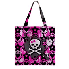Pink Bow Skull Grocery Tote Bag