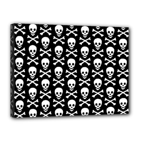 Skull And Crossbones Pattern Canvas 16  X 12  (framed) by ArtistRoseanneJones