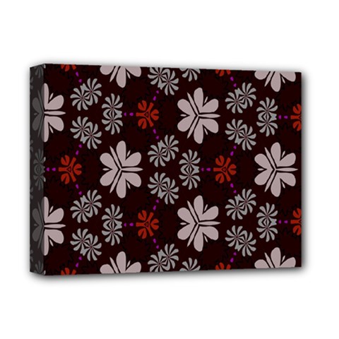 Floral Pattern On A Brown Background Deluxe Canvas 16  X 12  (stretched)  by LalyLauraFLM