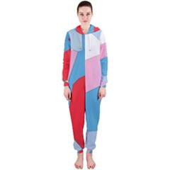 Colorful Pastel Shapes Hooded Onepiece Jumpsuit by LalyLauraFLM