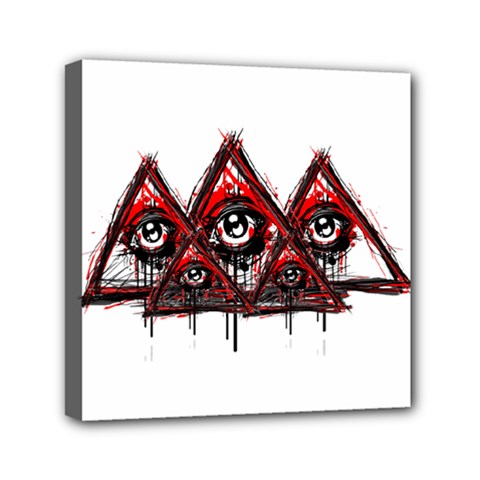 Red White Pyramids Mini Canvas 6  X 6  (framed)