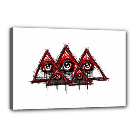 Red White Pyramids Canvas 18  X 12  (framed) by teeship