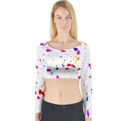 Multicolor Splatter Abstract Print Long Sleeve Crop Top (tight Fit)