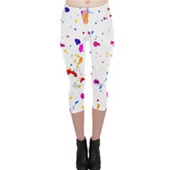 Multicolor Splatter Abstract Print Capri Leggings  by dflcprintsclothing