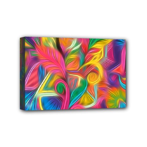 Colorful Floral Abstract Painting Mini Canvas 6  X 4  (framed) by KirstenStar