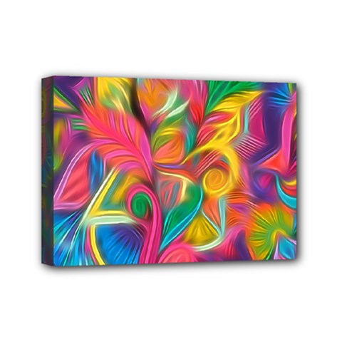 Colorful Floral Abstract Painting Mini Canvas 7  X 5  (framed) by KirstenStar
