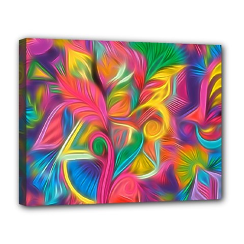 Colorful Floral Abstract Painting Canvas 14  X 11  (framed) by KirstenStar