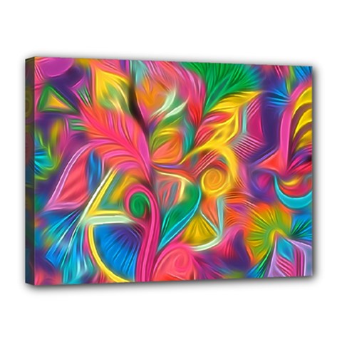 Colorful Floral Abstract Painting Canvas 16  X 12  (framed) by KirstenStar