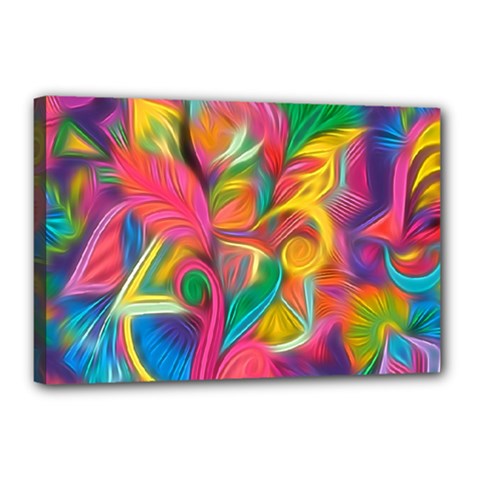 Colorful Floral Abstract Painting Canvas 18  X 12  (framed) by KirstenStar