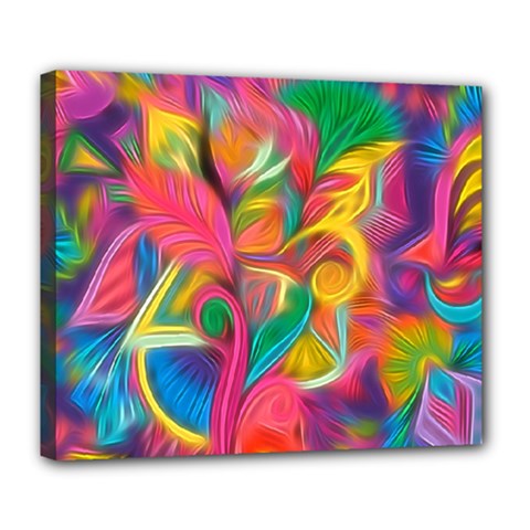 Colorful Floral Abstract Painting Deluxe Canvas 24  X 20  (framed) by KirstenStar