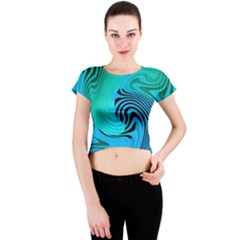 Crazy-blue Crew Neck Crop Top