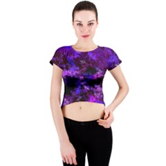 Purple Skulls Goth Storm Crew Neck Crop Top