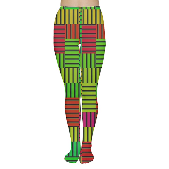 Colorful stripes and squares Tights