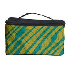 Blue Yellow Waves Cosmetic Storage Case by LalyLauraFLM